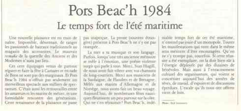 Article Pors Beac'h 1984